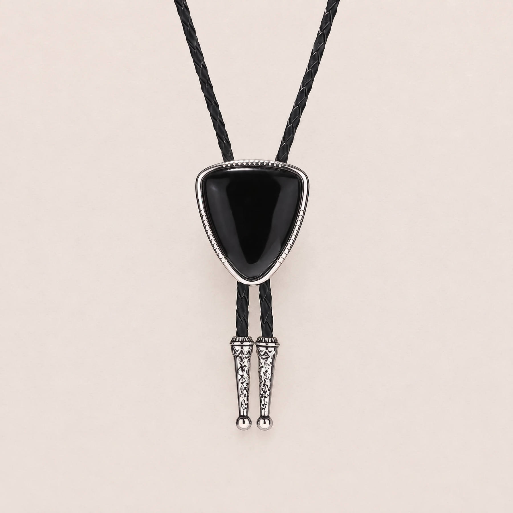 mesathread-triangular-black-onyx-western-bolo-tie-ornament-slide-front-view