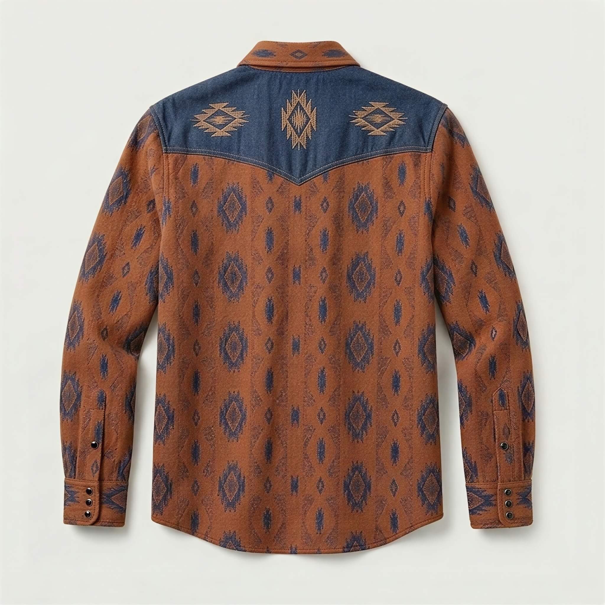 mesathread-pro-mens-southwestern-geometric-terracotta-denim-western-shirt-back-view