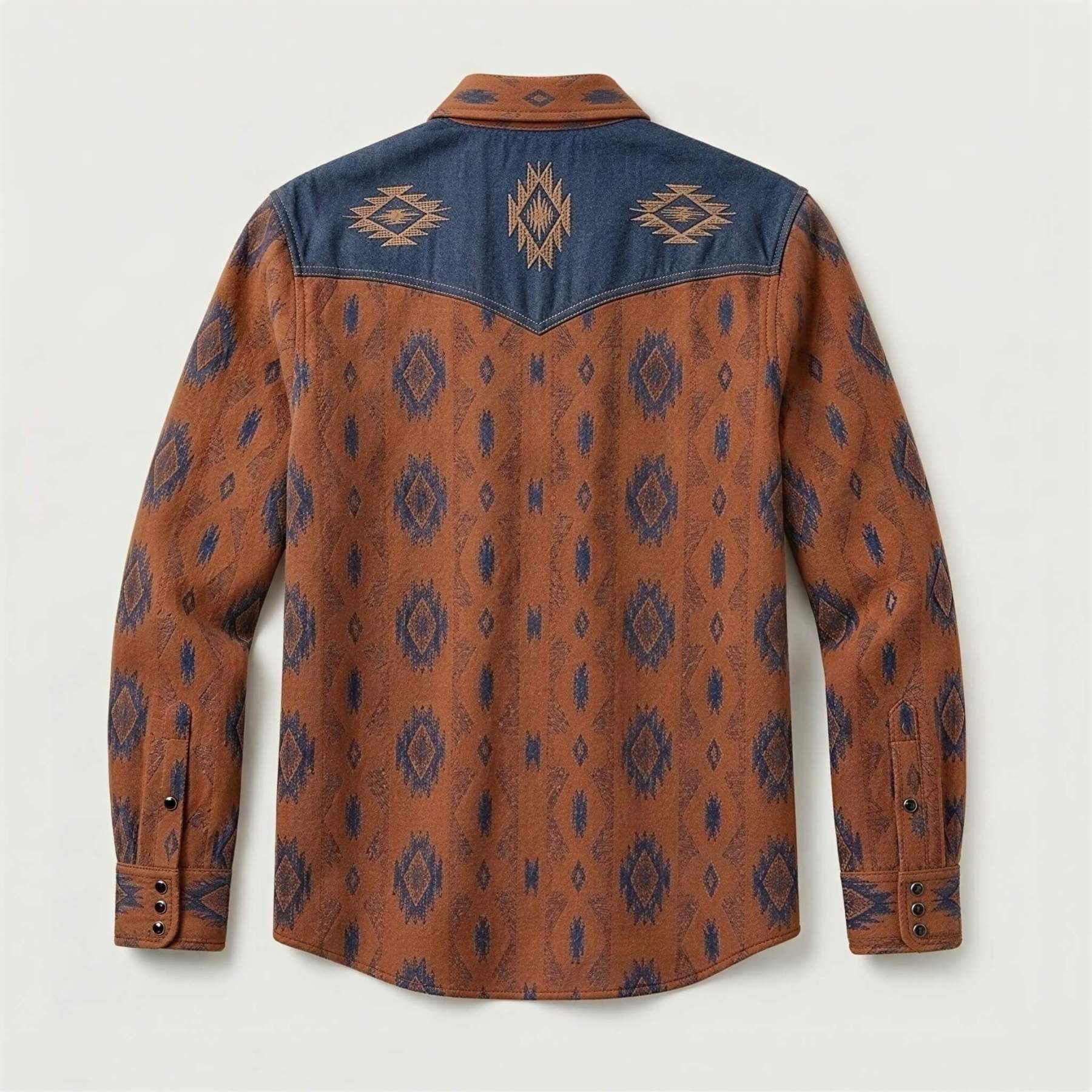mesathread-pro-mens-southwestern-geometric-terracotta-denim-western-shirt-back-view