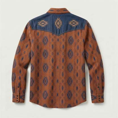 mesathread-pro-mens-southwestern-geometric-terracotta-denim-western-shirt-back-view