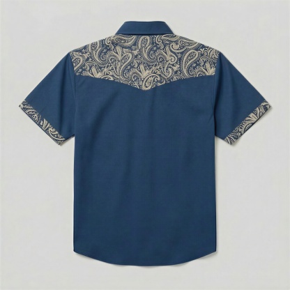 The Indigo Bandana | Mesathread Pro Contrast Panel Short-Sleeve Western Shirt