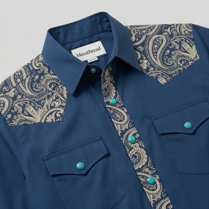 The Indigo Bandana | Mesathread Pro Contrast Panel Short-Sleeve Western Shirt