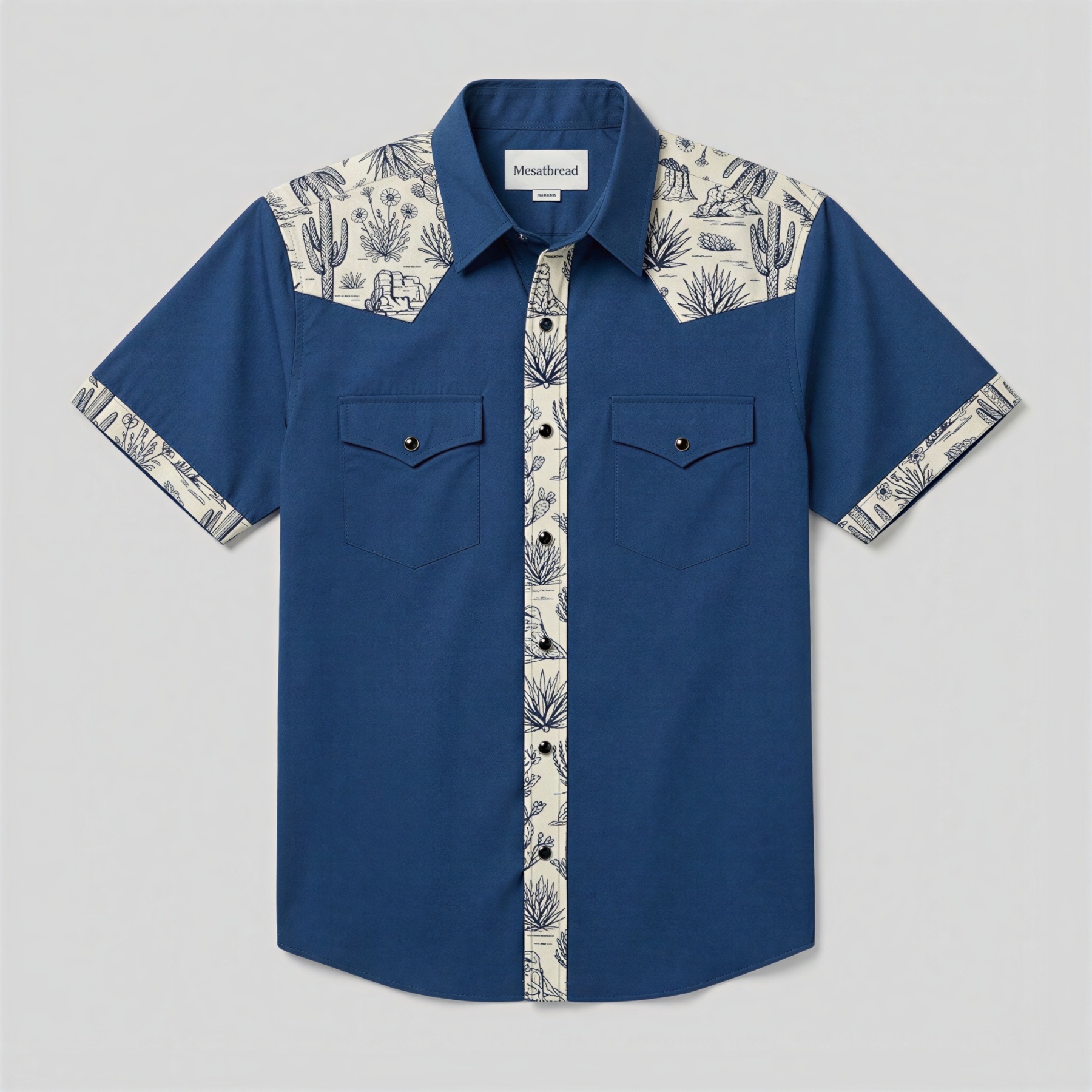 The Indigo Saguaro | Mesathread Pro Contrast Panel Short-Sleeve Western Shirt