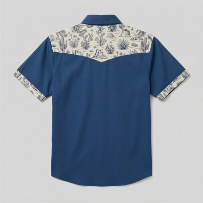The Indigo Saguaro | Mesathread Pro Contrast Panel Short-Sleeve Western Shirt