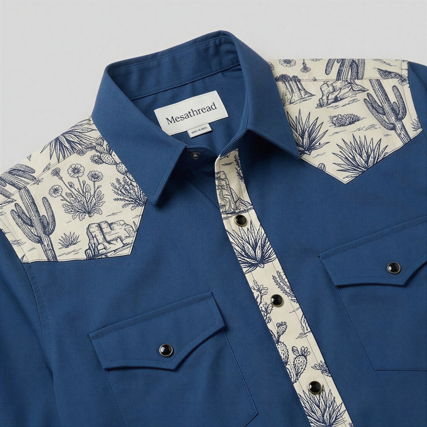 The Indigo Saguaro | Mesathread Pro Contrast Panel Short-Sleeve Western Shirt