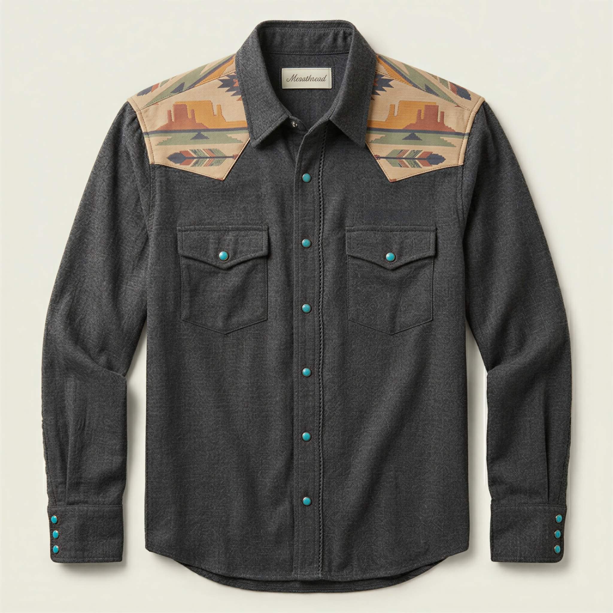mesathread-pro-mens-desert-landscape-charcoal-gray-western-shirt-front-view