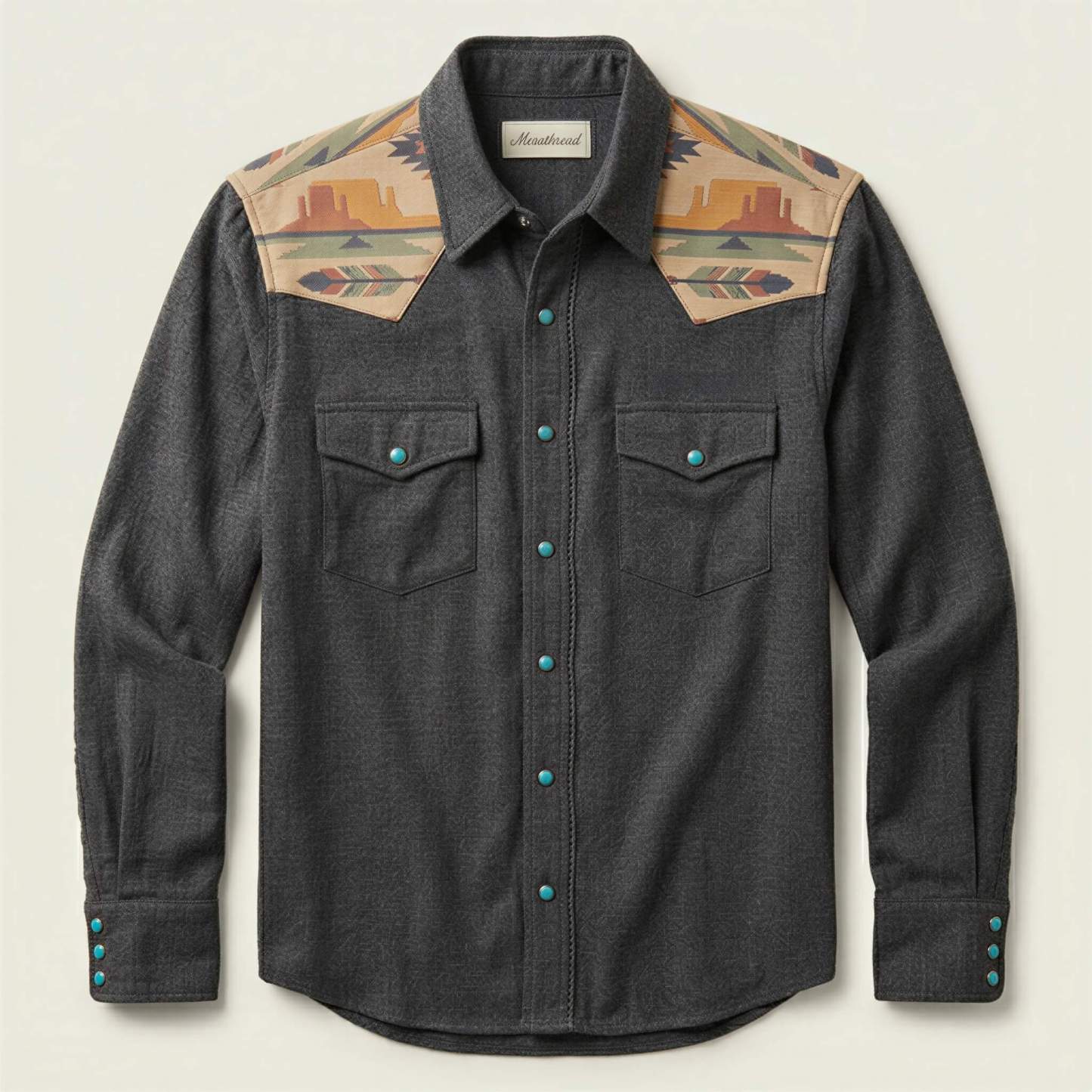 mesathread-pro-mens-desert-landscape-charcoal-gray-western-shirt-front-view