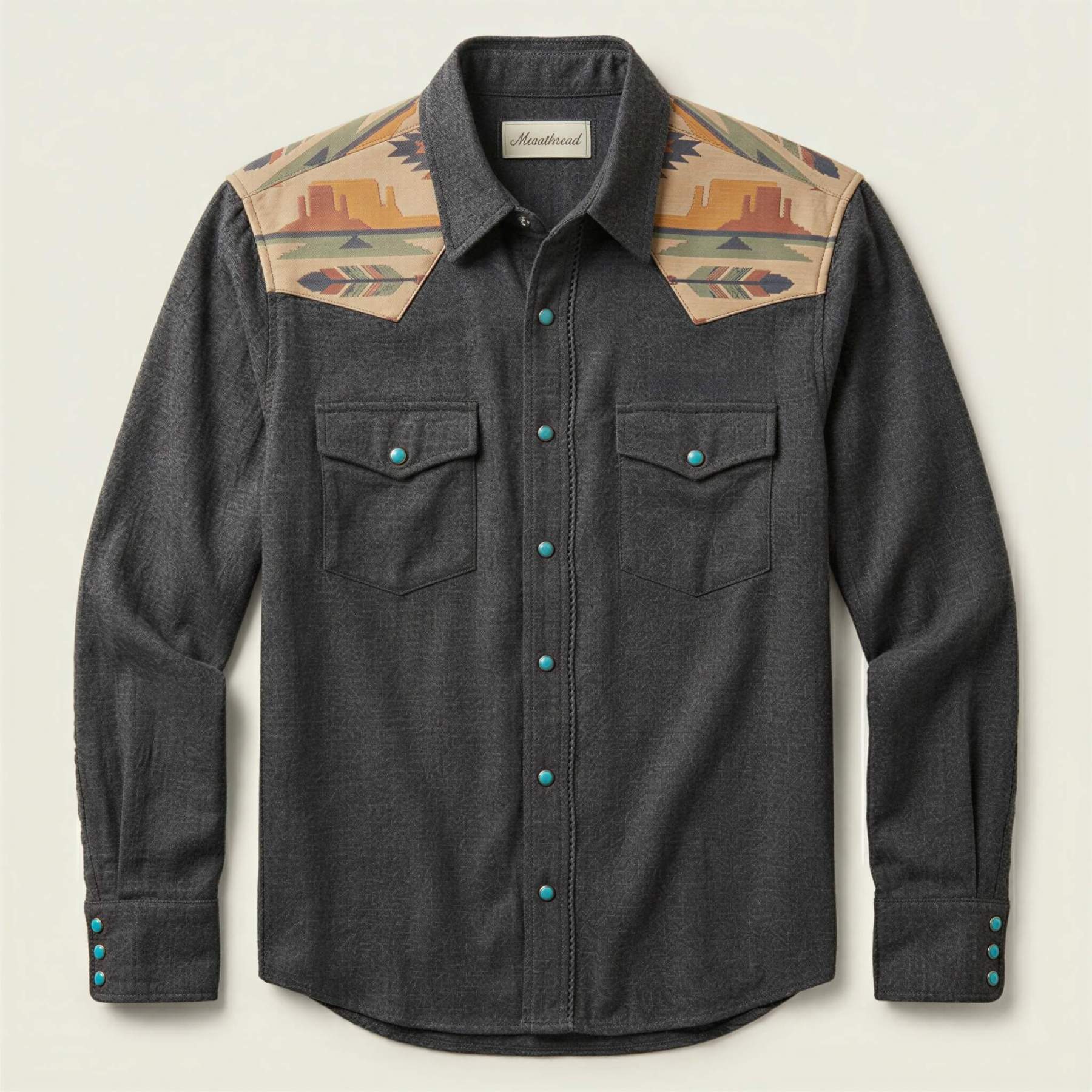 mesathread-pro-mens-desert-landscape-charcoal-gray-western-shirt-front-view