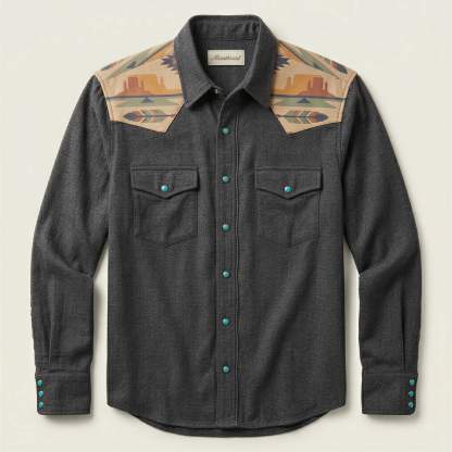 mesathread-pro-mens-desert-landscape-charcoal-gray-western-shirt-front-view