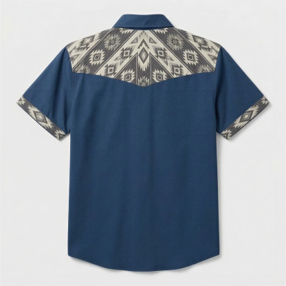 The Indigo Canyon | Mesathread Pro Contrast Panel Short-Sleeve Western Shirt