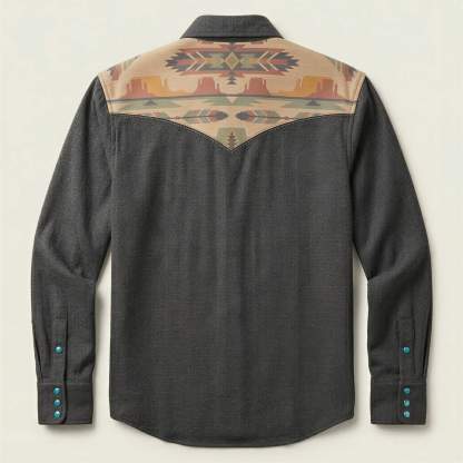mesathread-pro-mens-desert-landscape-charcoal-gray-western-shirt-back-view