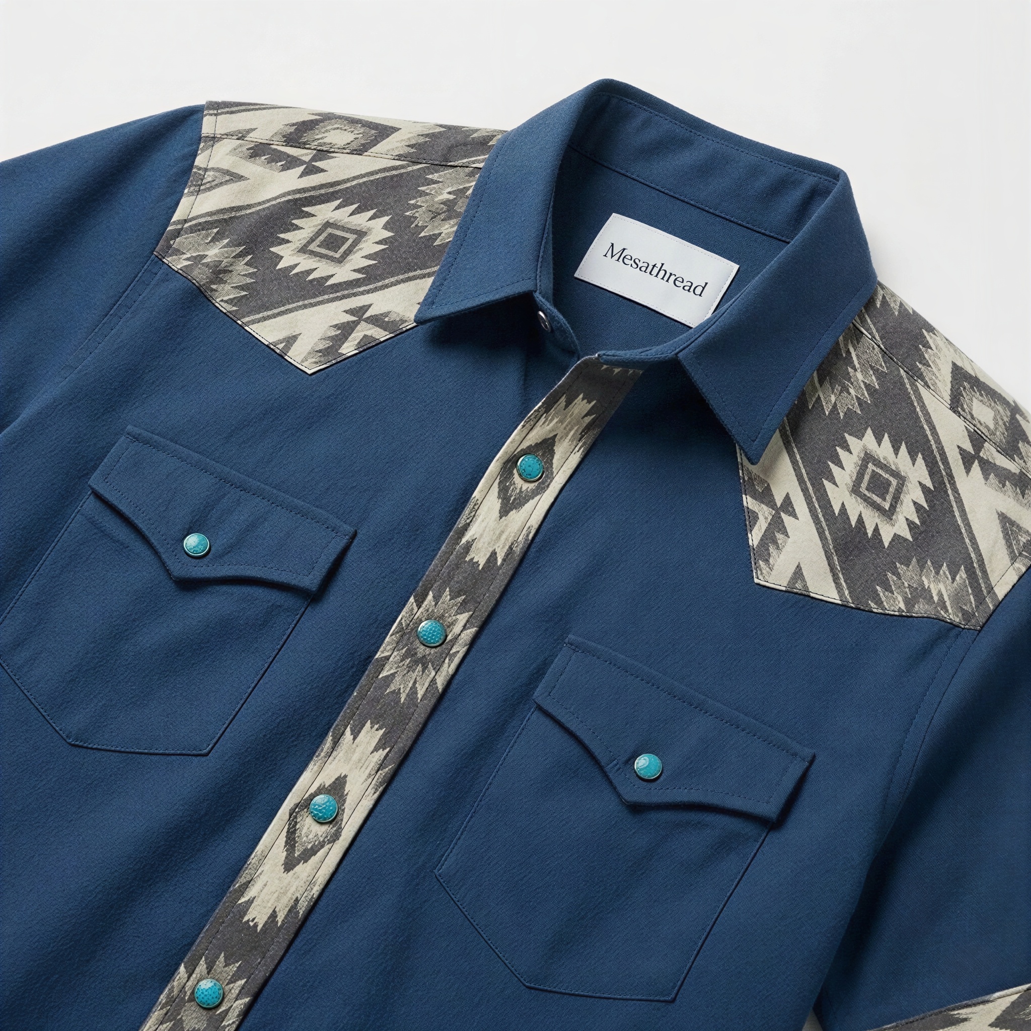 The Indigo Canyon | Mesathread Pro Contrast Panel Short-Sleeve Western Shirt