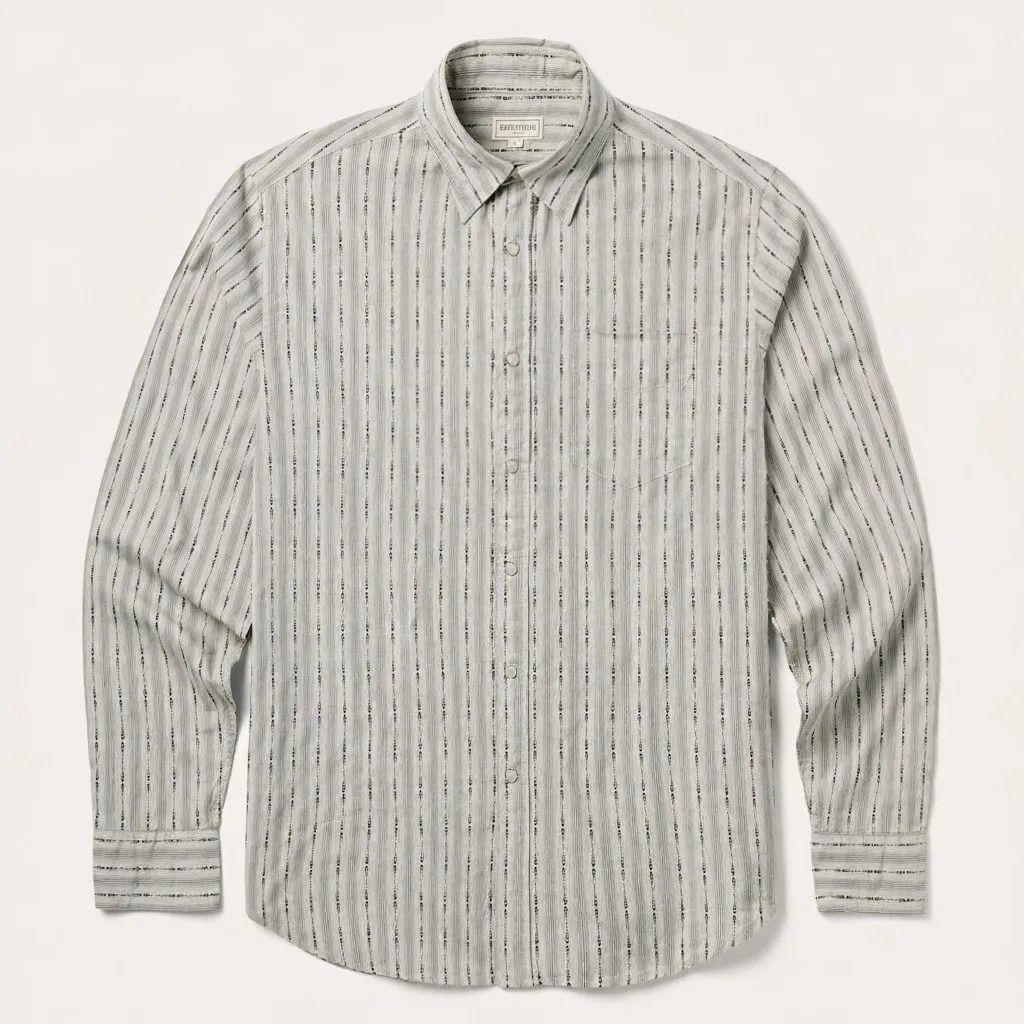 The Iron-Grey Rail | Textured Stripe Heritage Long-Sleeve Shirt