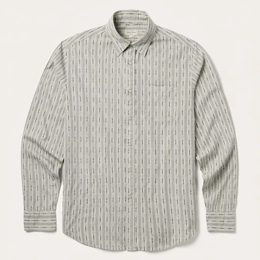 The Iron-Grey Rail | Textured Stripe Heritage Long-Sleeve Shirt