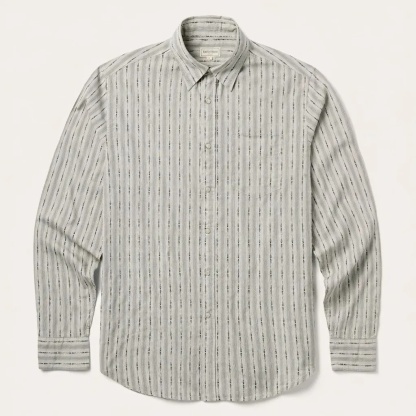 The Iron-Grey Rail | Textured Stripe Heritage Long-Sleeve Shirt