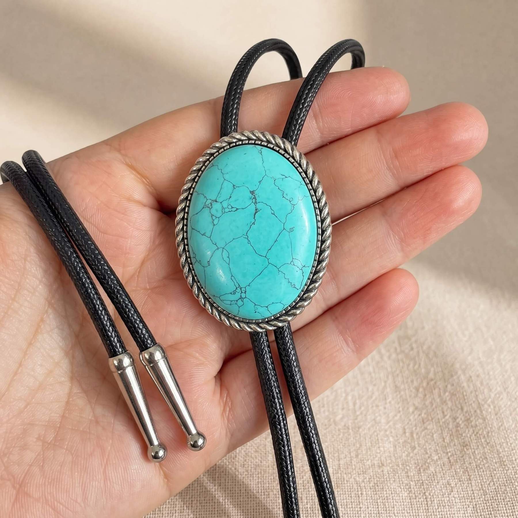 sierracrest-oval-matrix-turquoise-western-bolo-tie-ornament-slide-front-view
