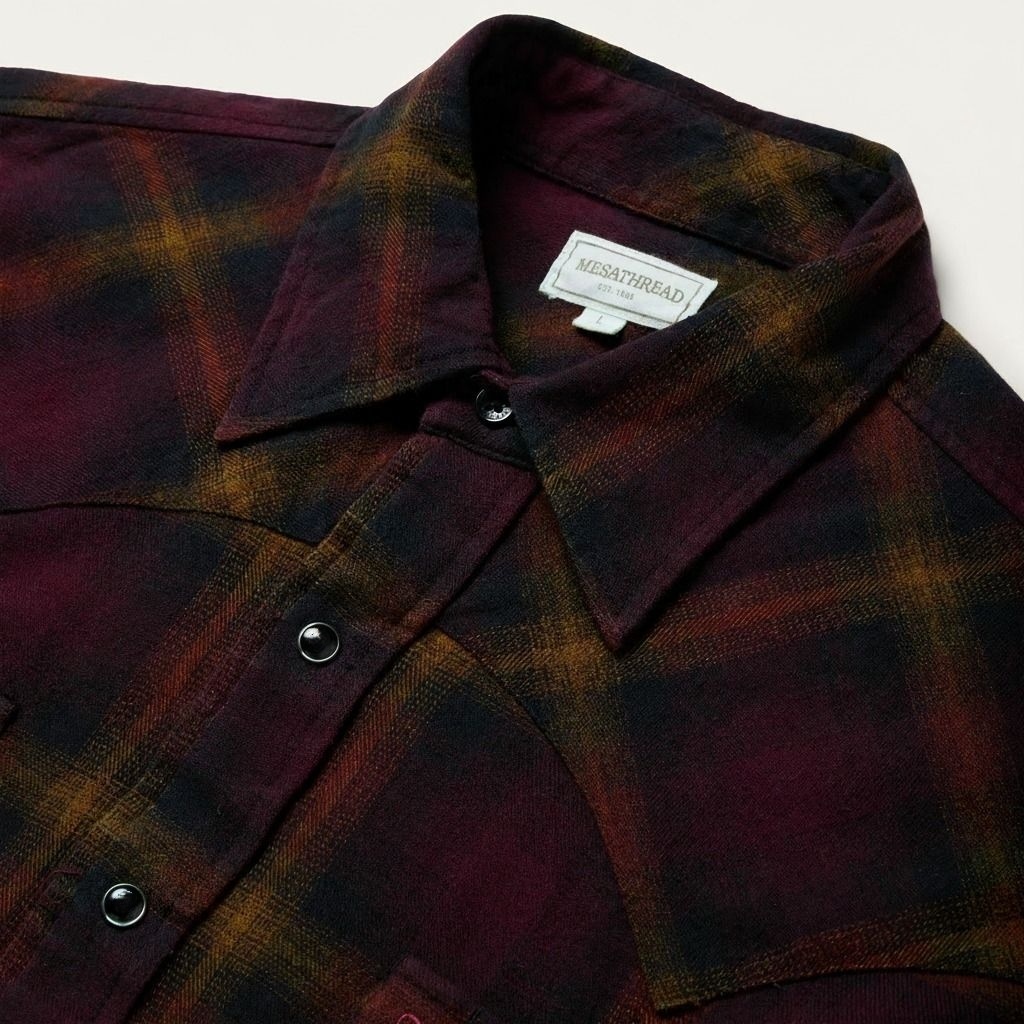 Black Wine Plaid Western Shirt