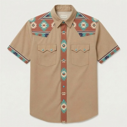 The Sedona Beacon | Mesathread Pro Contrast Panel Short-Sleeve Western Shirt