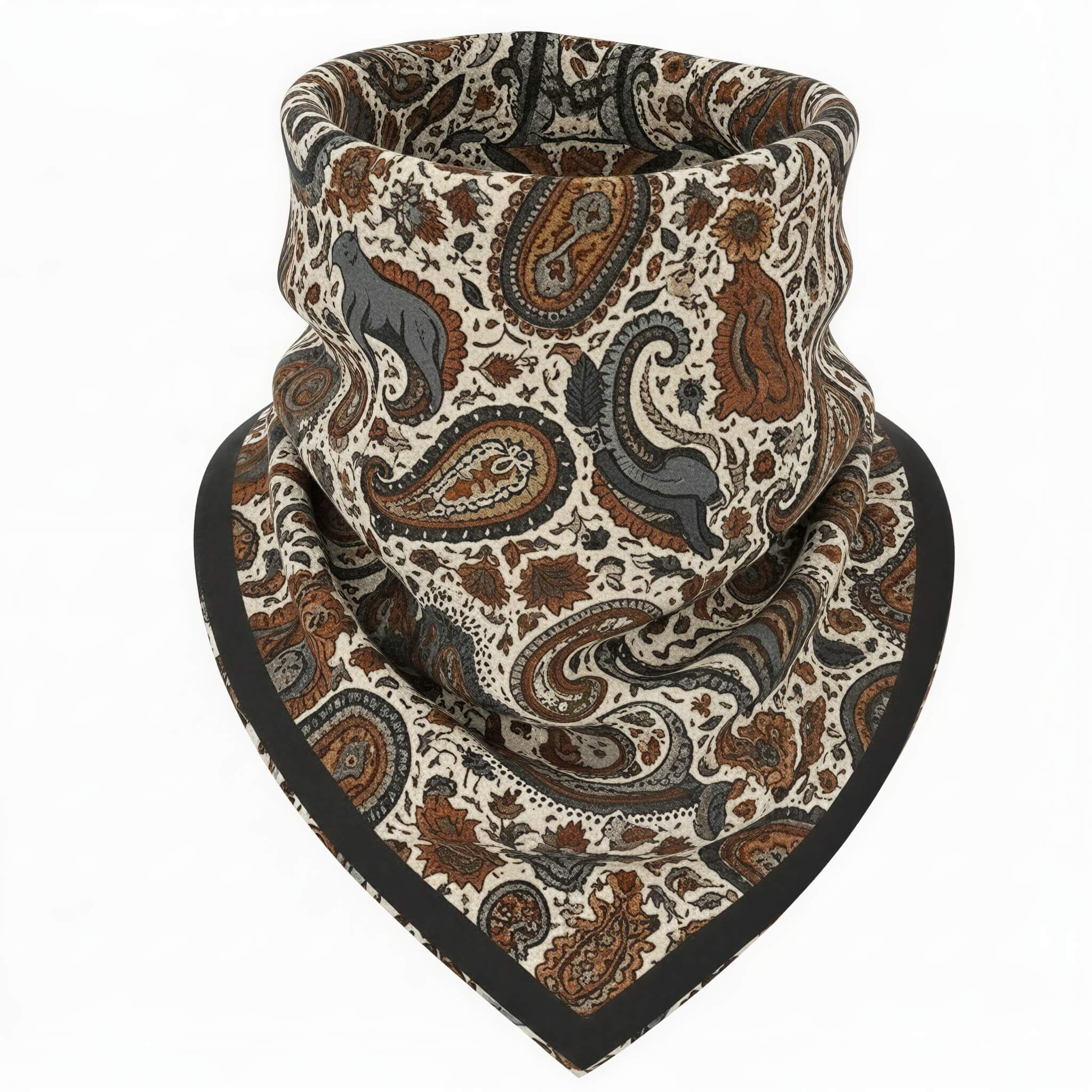 the-earthweave-tribe-mesathread-paisley-wildlife-silk-square-bandana-scarf-oatmeal-cougar-styled