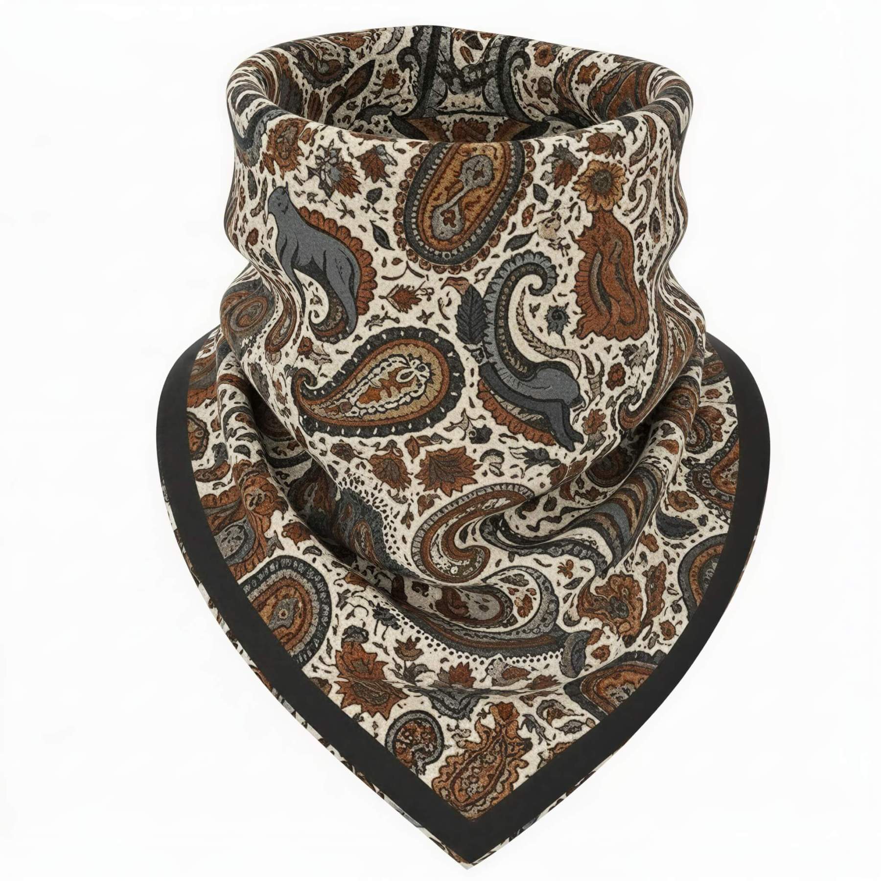 the-earthweave-tribe-mesathread-paisley-wildlife-silk-square-bandana-scarf-oatmeal-cougar-styled