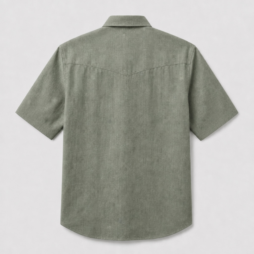 the-prairie-sage-textured-crosshatch-western-short-sleeve-shirt-back-view