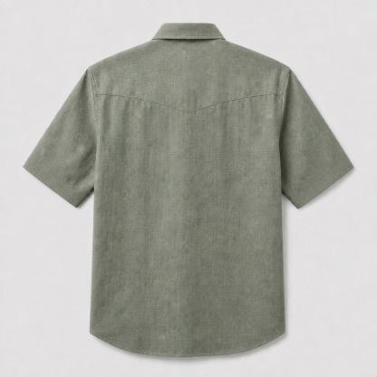 the-prairie-sage-textured-crosshatch-western-short-sleeve-shirt-back-view
