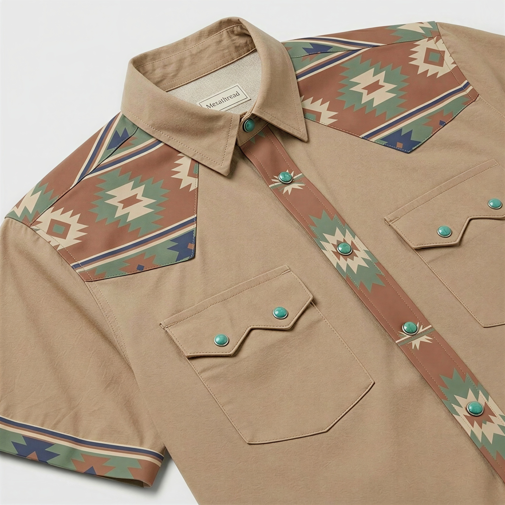 The Sedona Beacon | Mesathread Pro Contrast Panel Short-Sleeve Western Shirt