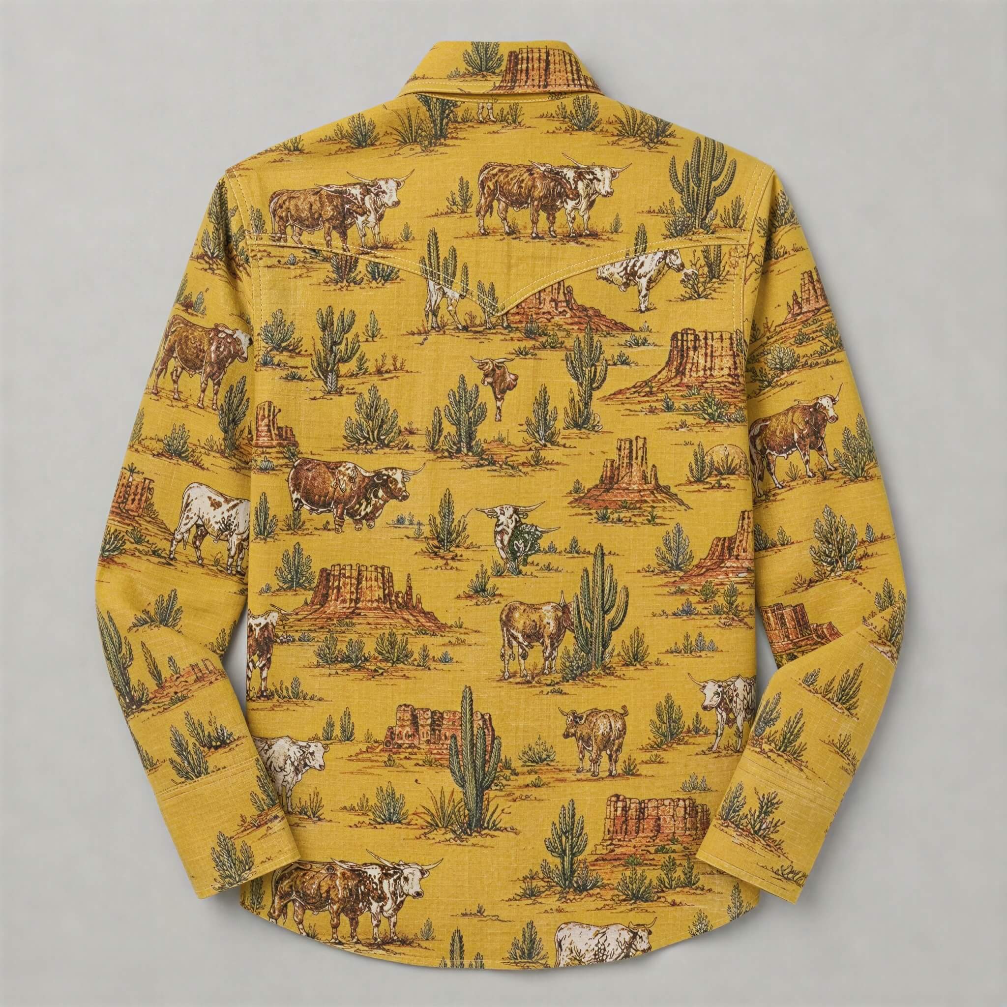 The Golden Longhorn | Vintage Illustrated Rodeo Western Shirt