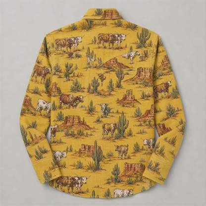 The Golden Longhorn | Vintage Illustrated Rodeo Western Shirt