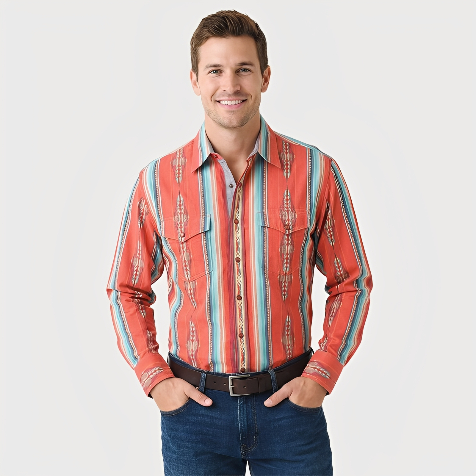 The Wyatt Pearl Snap | Heritage Serape & Chevron Western Shirt - 3