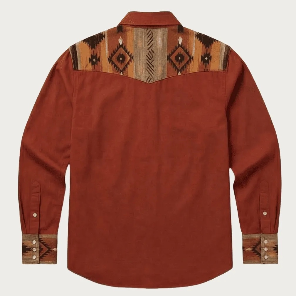 The Desert Trail – Southwestern Motif Yoke Western Shirt - Four colors