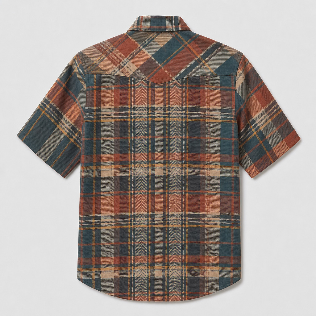 the-high-desert-chevron-plaid-western-short-sleeve-shirt-back-view