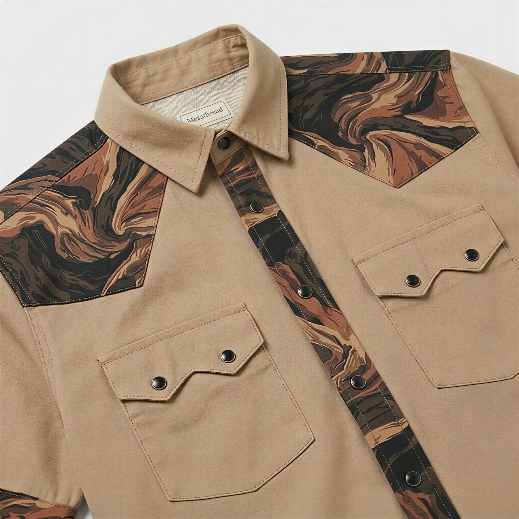 The Badlands Strata | Mesathread Pro Contrast Panel Short-Sleeve Western Shirt