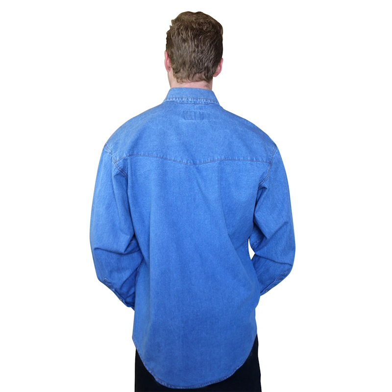 Men's Stonewashed Denim Classic Western Shirt-MesaThread