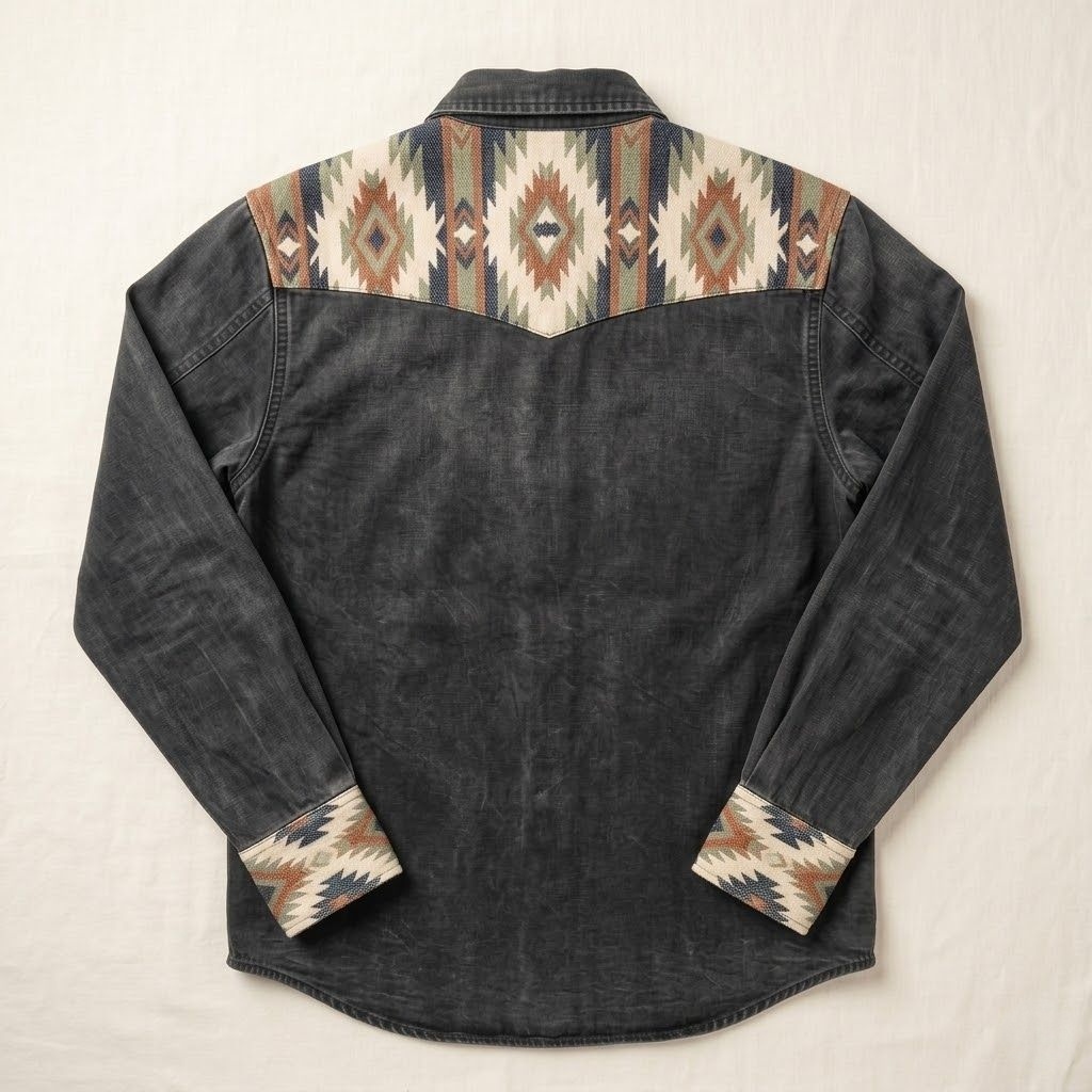 The Badlands Beacon | Contrast Panel Southwestern Faded Western Shirt