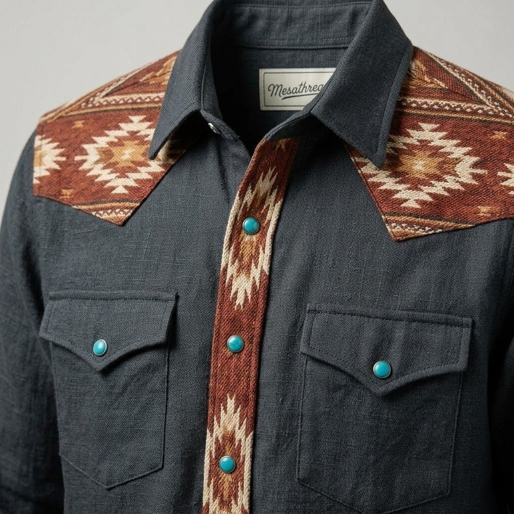 The Canyon Beacon | Contrast Panel Southwestern Western Shirt