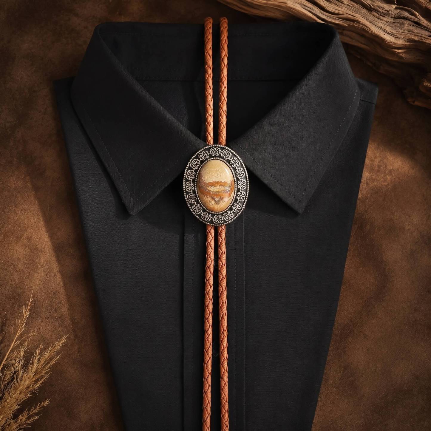 sierracrest-picture-jasper-landscape-pattern-engraved-filigree-silver-tone-western-bolo-tie-ornament-slide-front-view
