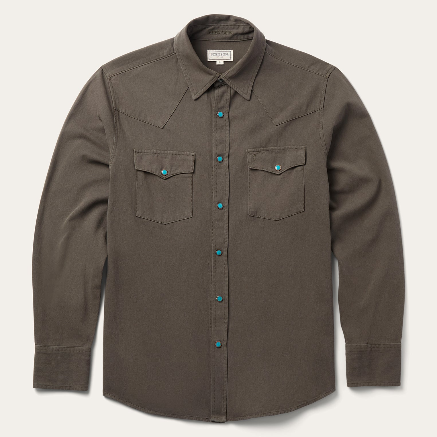 Turquoise Snap Twill Western Shirt-MesaThread
