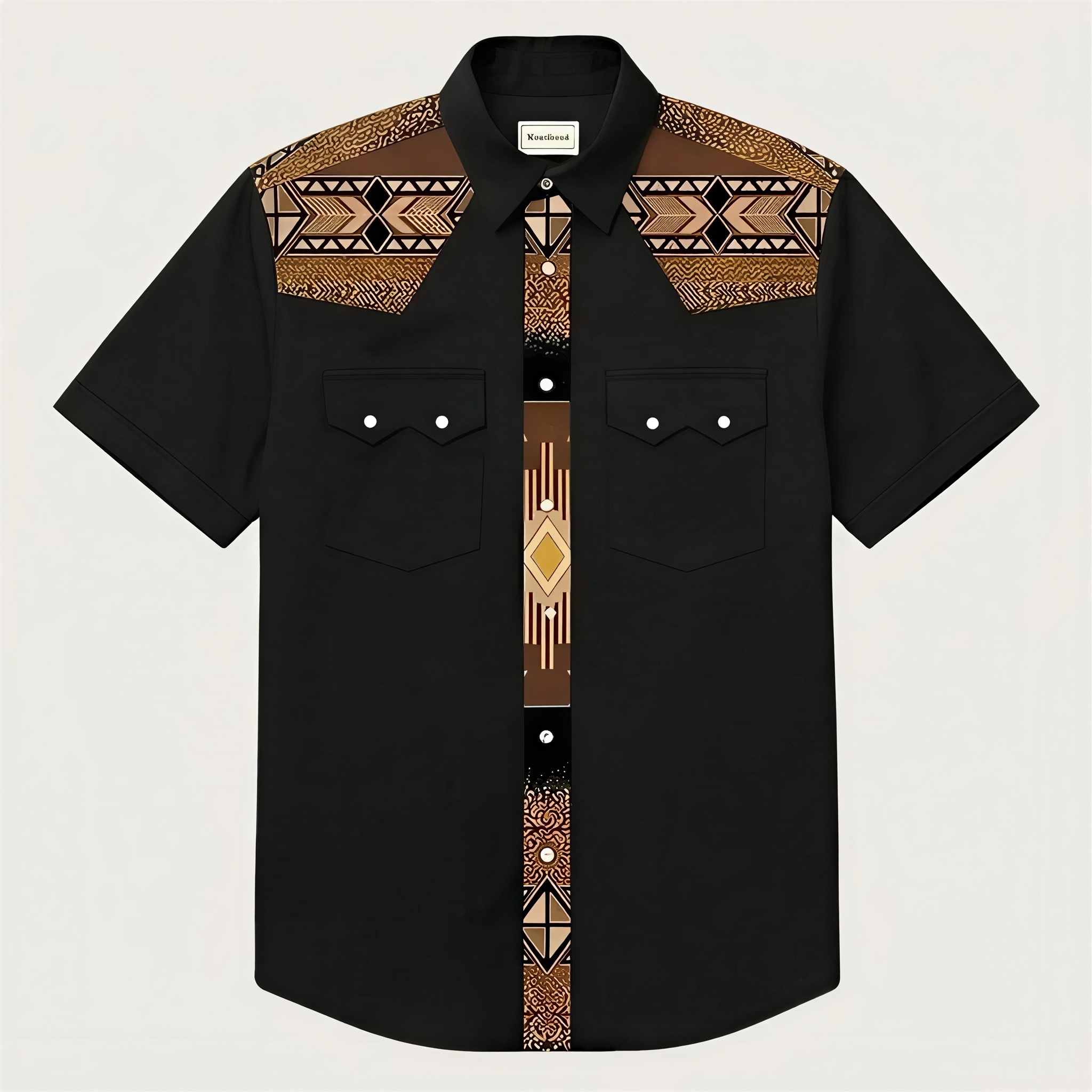 The High Plains Totem Short Sleeve Western Shirt - Black