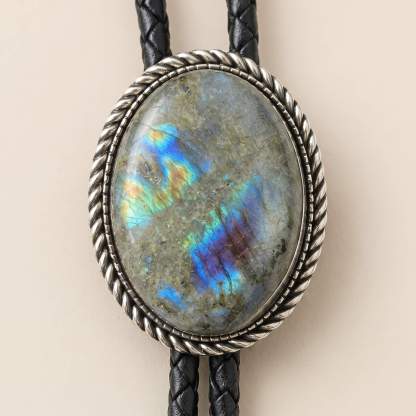 sierracrest-iridescent-spectralite-labradorite-pattern-oval-silver-tone-twisted-rope-western-bolo-tie-ornament-slide-front-view