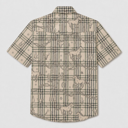 the-range-rider-lasso-horse-illustrated-plaid-western-short-sleeve-shirt-back-view