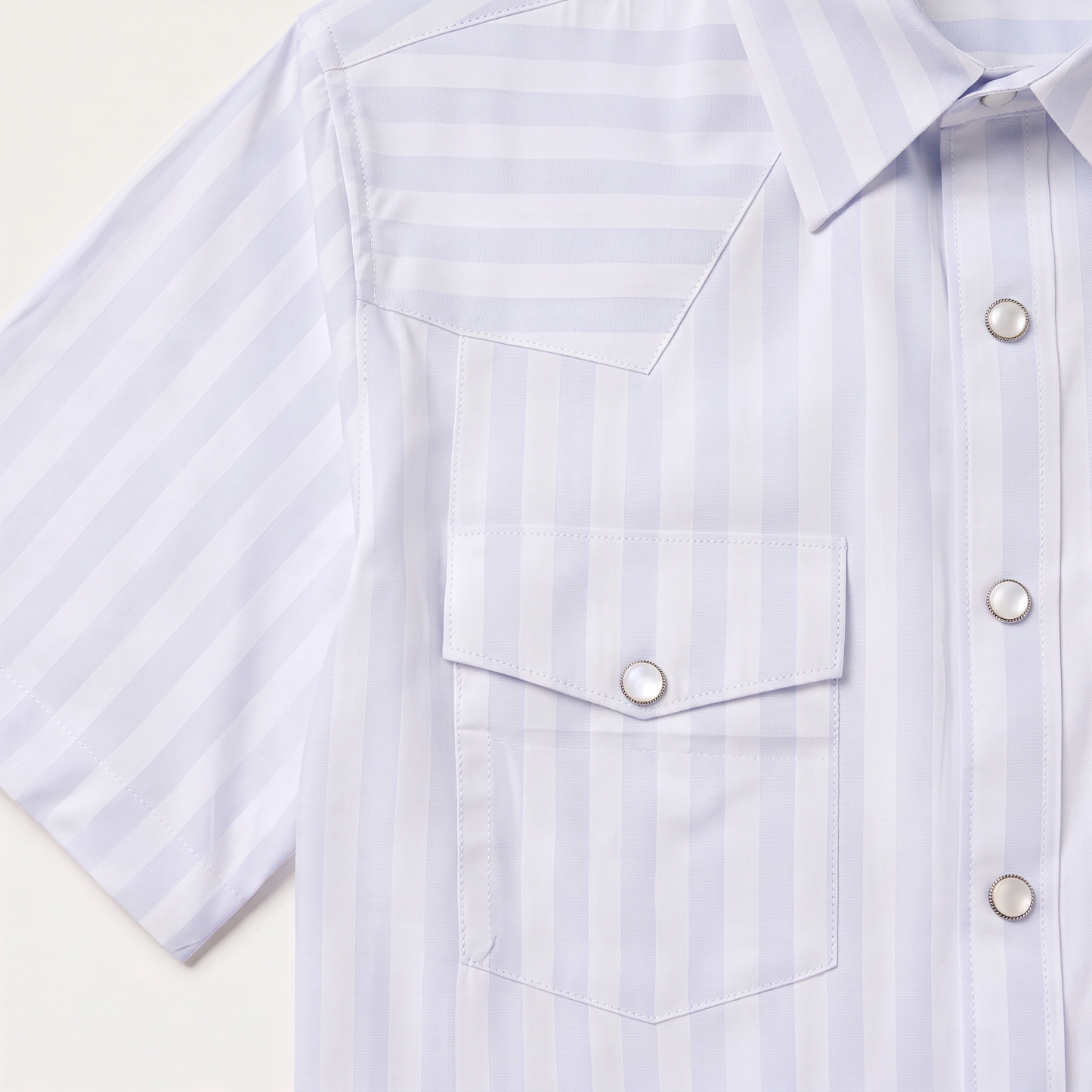 The Pacific Breeze | Light Blue Rail-Stripe Western Short Sleeve
