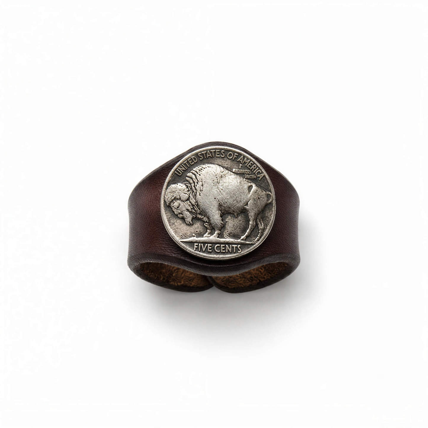 The Earthweave Tribe | Mesathread Buffalo Nickel Concho Genuine Leather Wild Rag Slide Scarf Ring