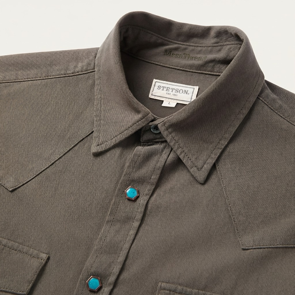 Turquoise Snap Twill Western Shirt-MesaThread
