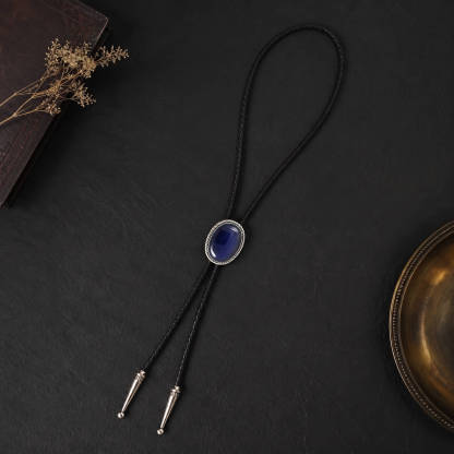 sierracrest-oval-luminous-royal-sapphire-hue-silver-tone-twisted-rope-western-bolo-tie-ornament-slide-front-view