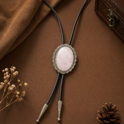 sierracrest-oval-translucent-rose-quartz-pattern-scalloped-filigree-antique-silver-tone-western-bolo-tie-ornament-slide-front-view