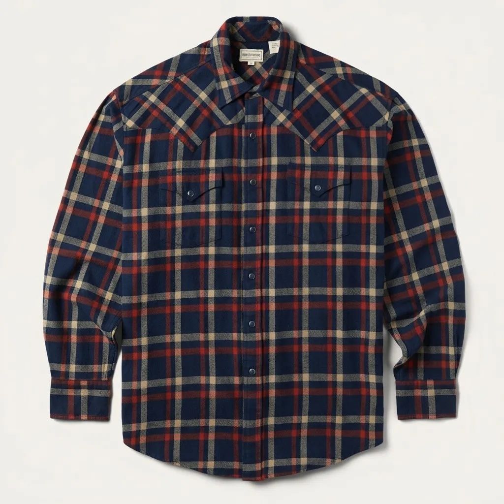 The Timberline Plaid | Navy & Brick Multi-Tone Western Shirt