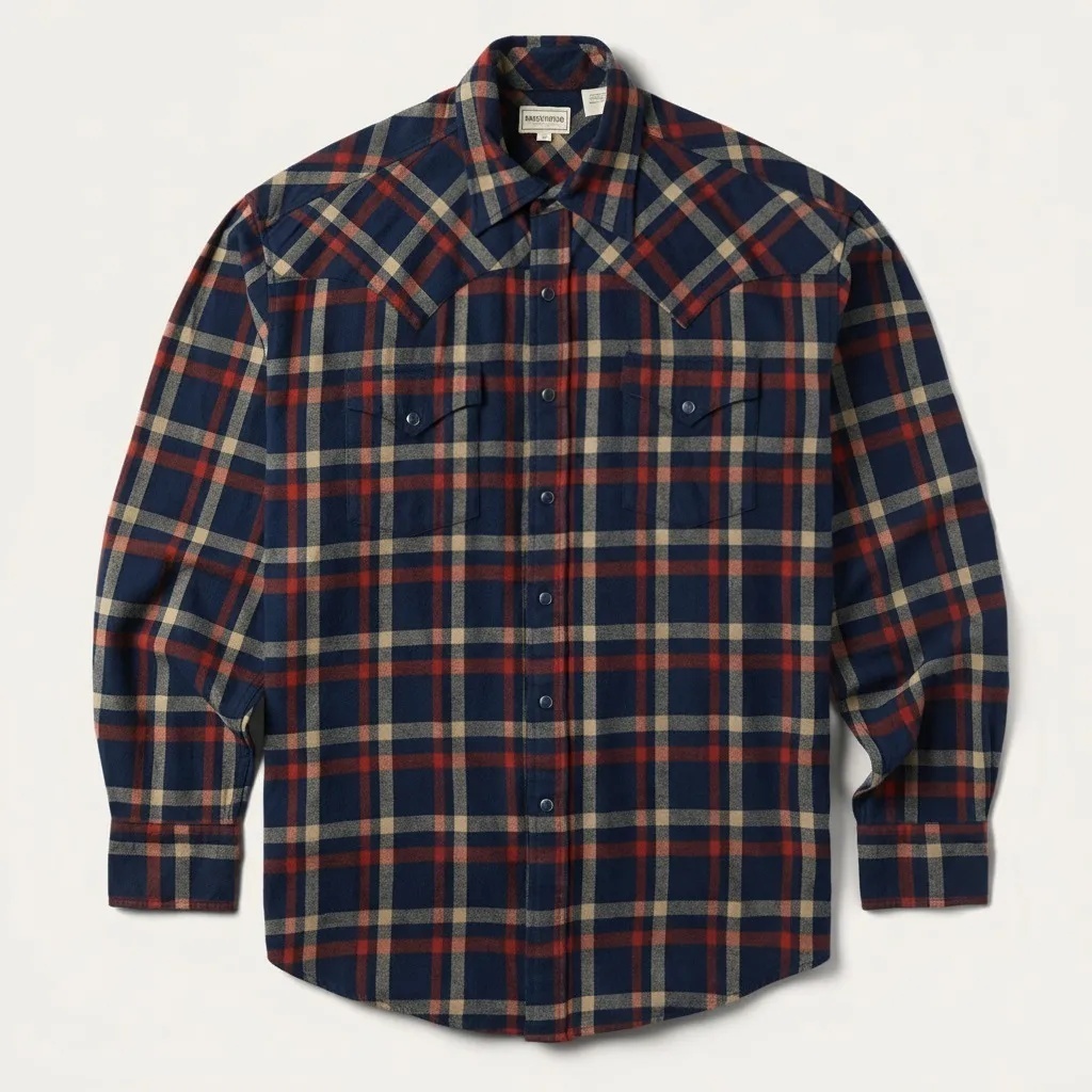 The Timberline Plaid | Navy & Brick Multi-Tone Western Shirt
