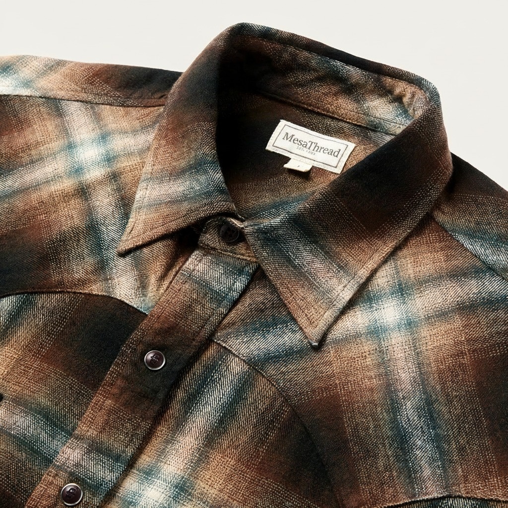 Ombre Plaid Western Shirt-MesaThread