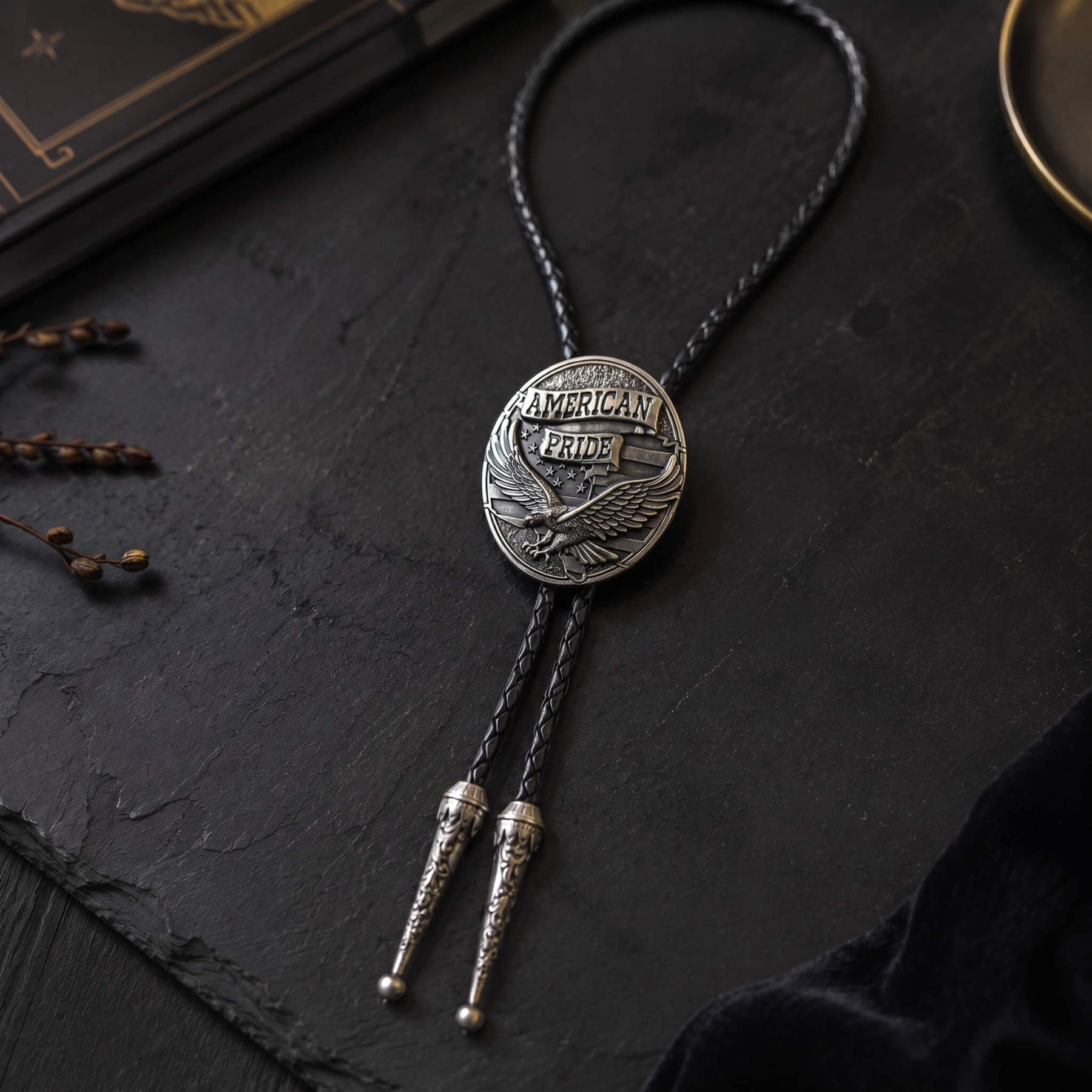 reliccraft-american-pride-eagle-medallion-antique-silver-tone-zinc-alloy-western-bolo-tie-ornament-slide-front-view